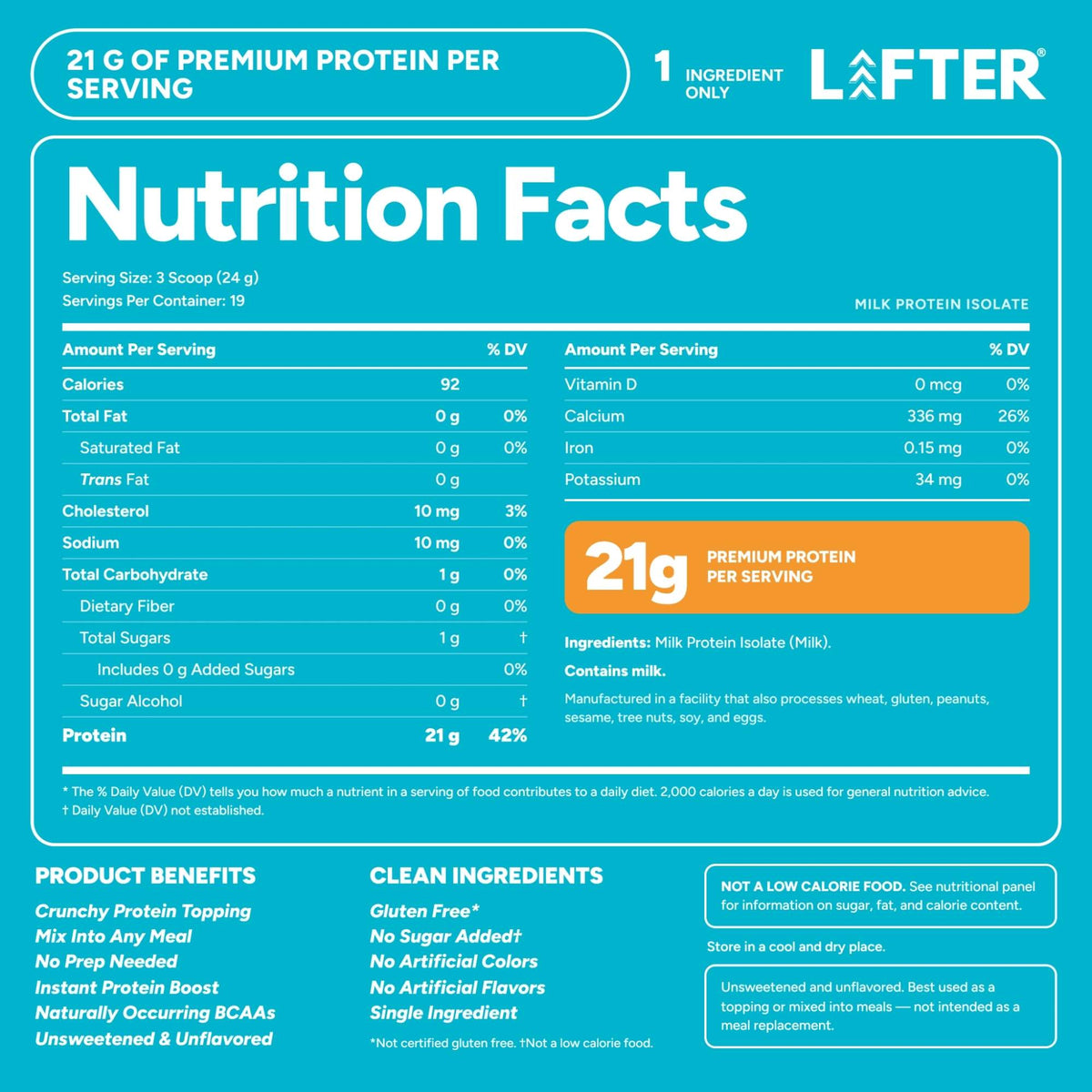 Customer testimonial graphic for LIFTER Crispies protein puffs